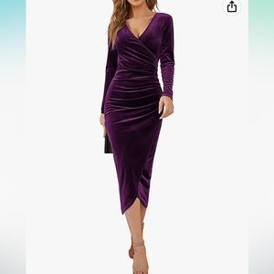 NWT DIRASS Velvet purple dress, size Large